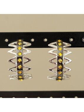 Butler Silver Tone Yellow Crystal Earrings #0124